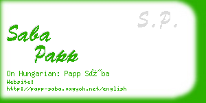saba papp business card